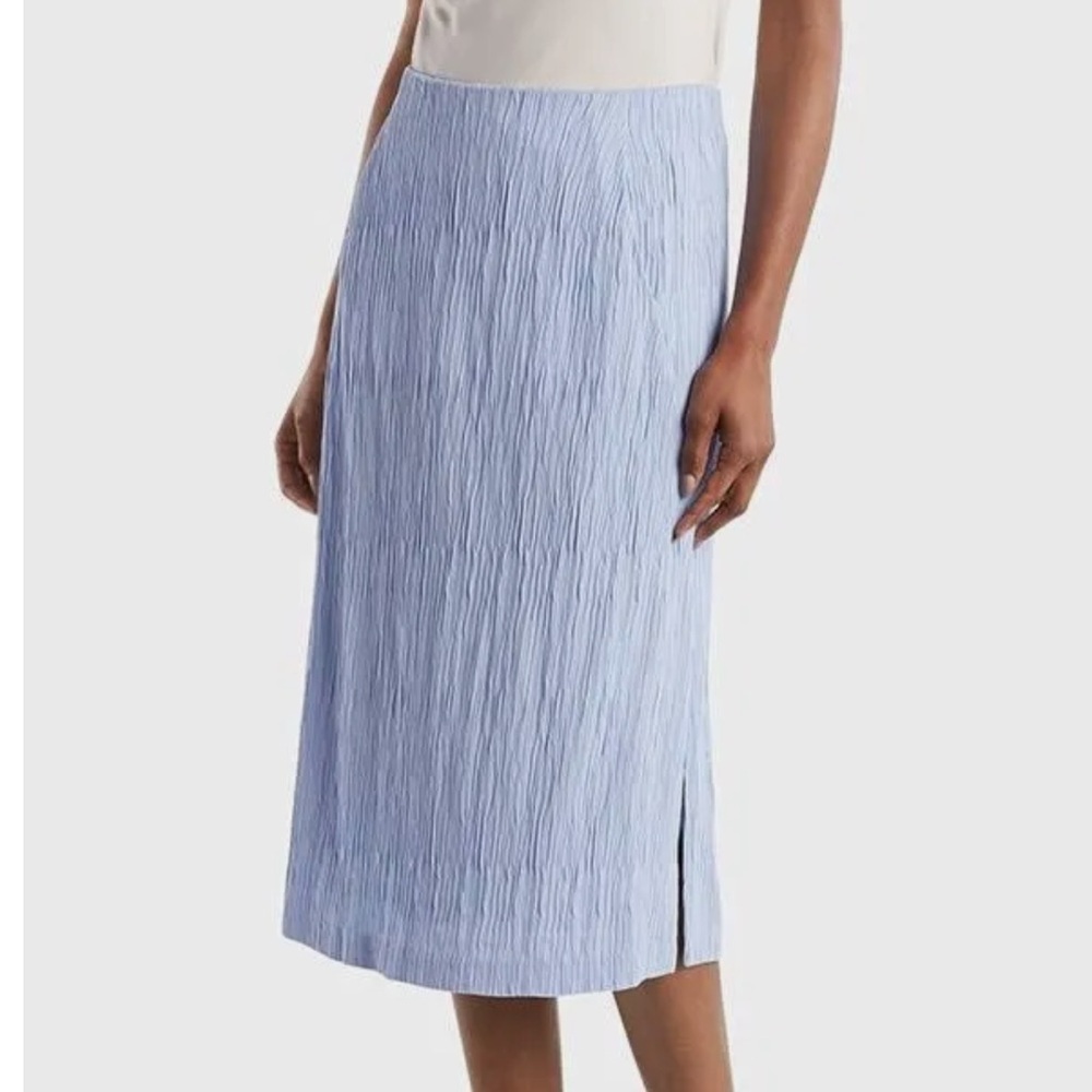 NWT M.M. LaFleur Willoughby midi Skirt Pleat Jersey light blue Size 8 - Picture 2 of 9